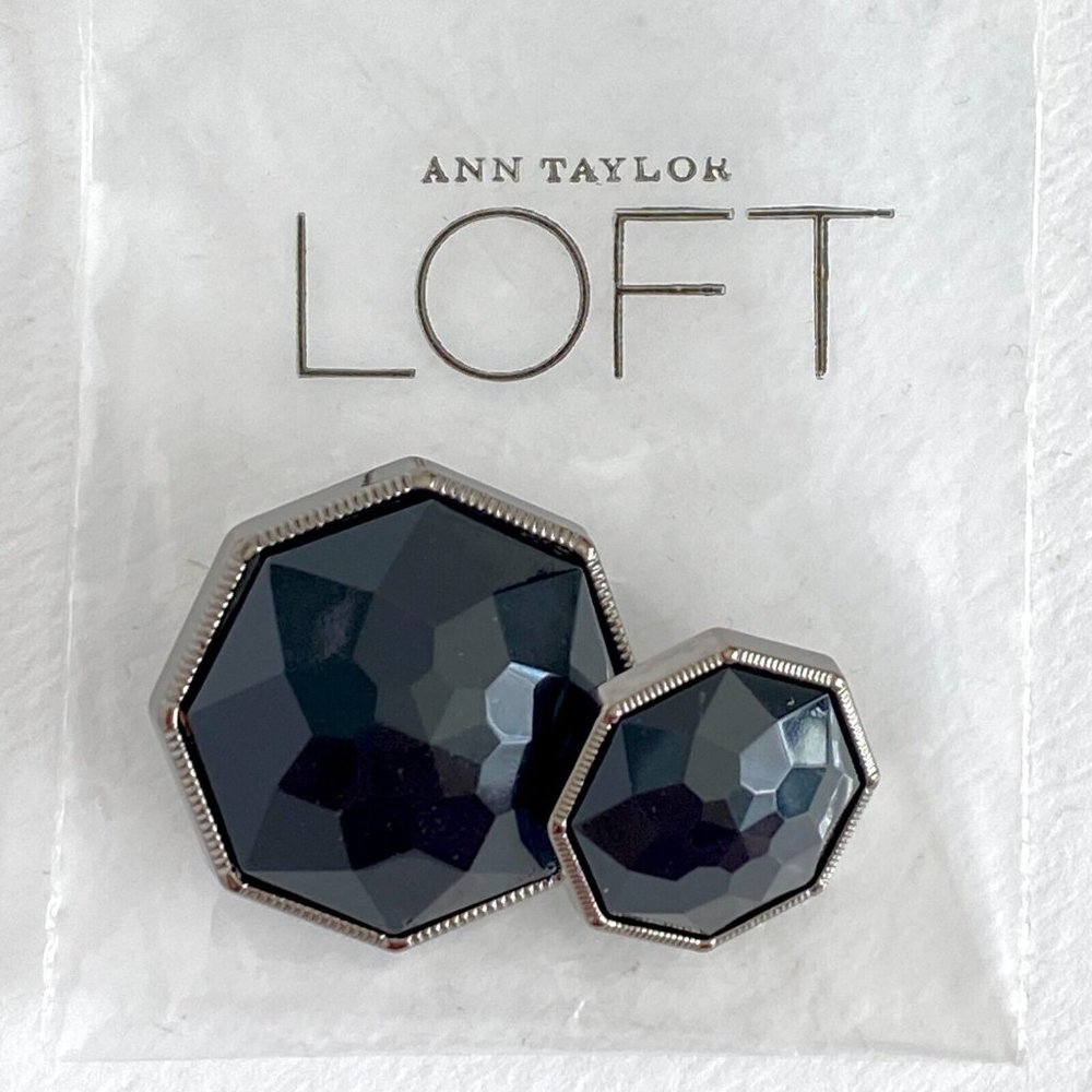 Ann Taylor Loft Replacement Buttons Black Plastic Crystal Authentic Lg Sm